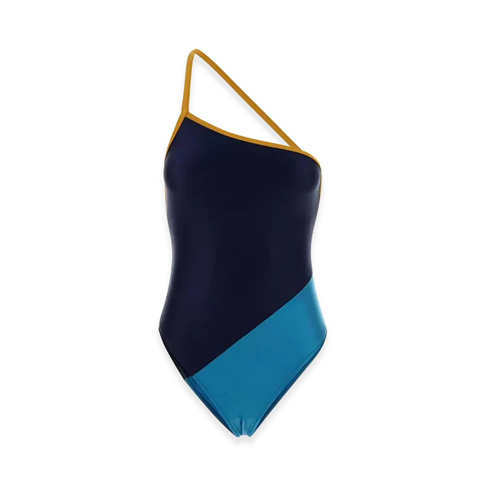 Saint Laurent Women's Two-Tone Stretch Nylon Swimsuit "Multi"