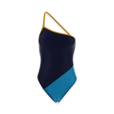 Saint Laurent Women's Two-Tone Stretch Nylon Swimsuit "Multi"
