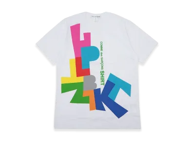 COMME des GARCONS SHIRT Cotton Plain Poplin With Print Digital Print C T-Shirt-24 "White"