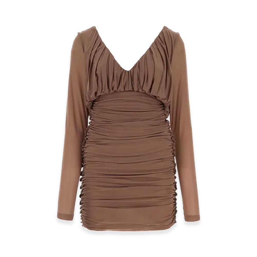 Saint Laurent Women's Biscuit Jersey Mini Dress "Camel"