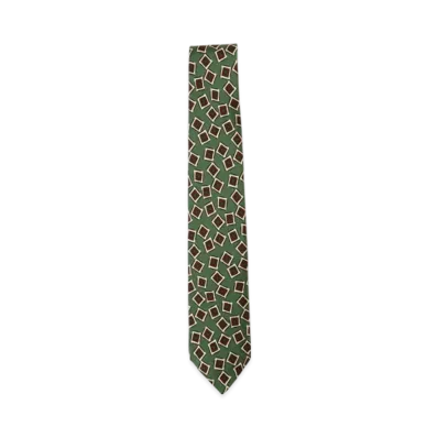BEAMS Silk Tie Square Print "Green"