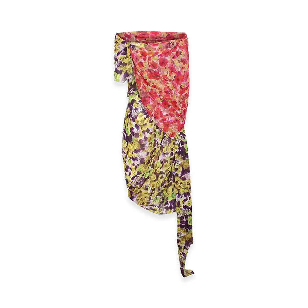 DRIES VAN NOTEN Women's Silk Blend Dress "Yellow/Multicolor"