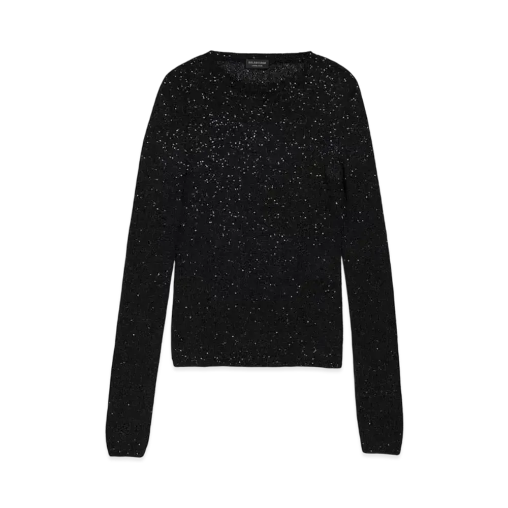 BALENCIAGA Women's Fitted Crewneck "Black"