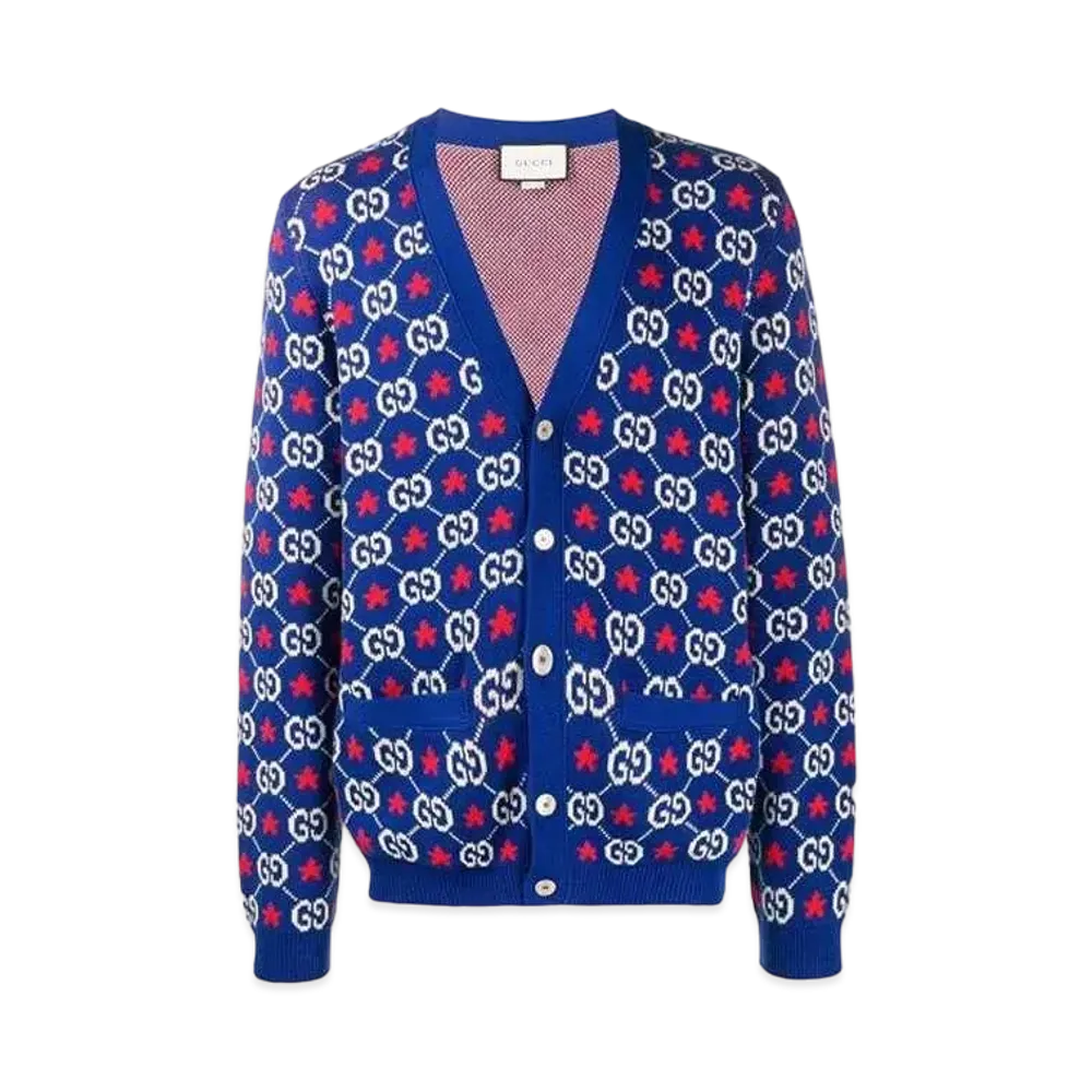 GUCCI GG Print Cardigan "Blue"