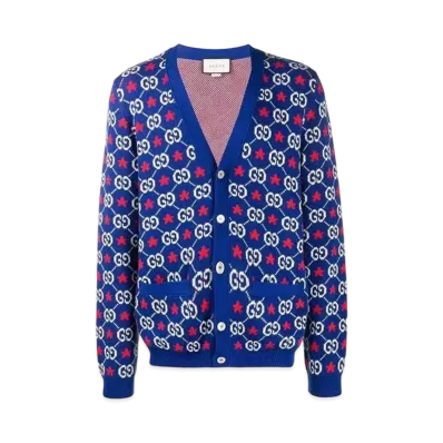 GUCCI GG Print Cardigan "Blue"