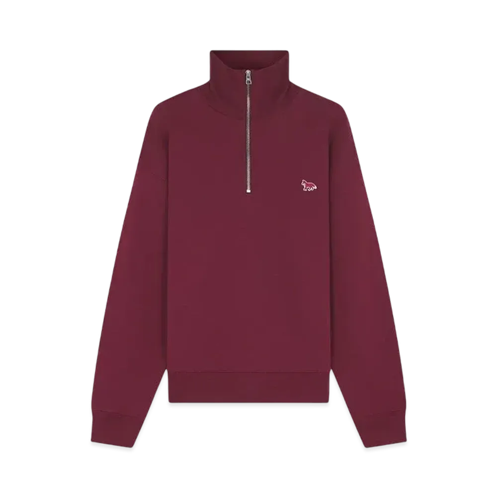 Maison Kitsune Women'S Baby Fox Patch Half-Zip Sweatshirt "Redstar"