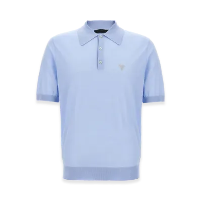 PRADA Wool Polo Shirt "Light Blue"