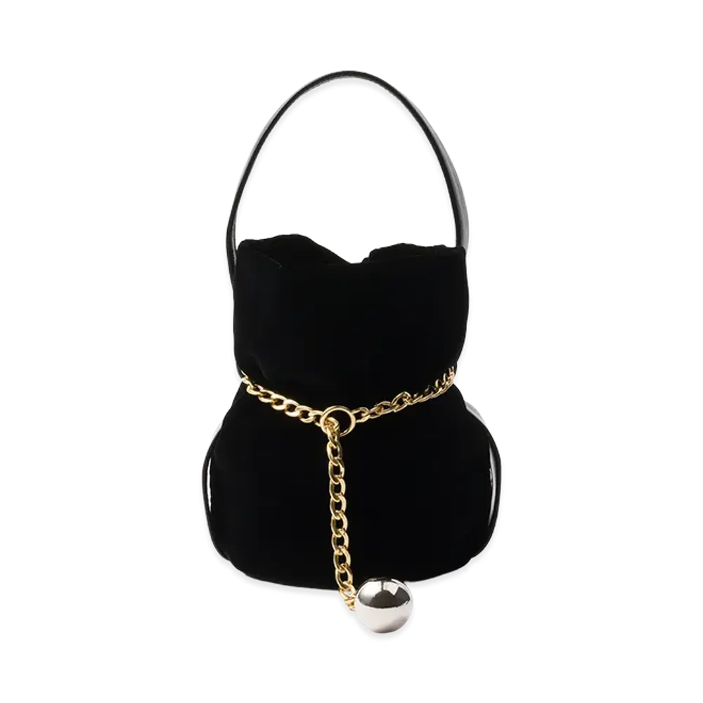 PRADA Petit Sac Noir Mini Velvet x Nappa Leather Bucket Bag "Black"