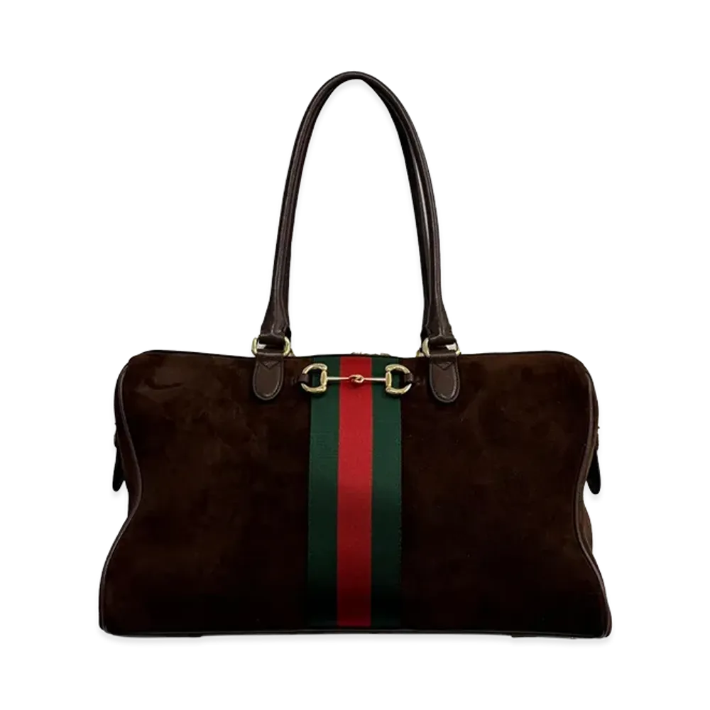 GUCCI Women's Suede Large Borsetto Shopping Bag "Brown"