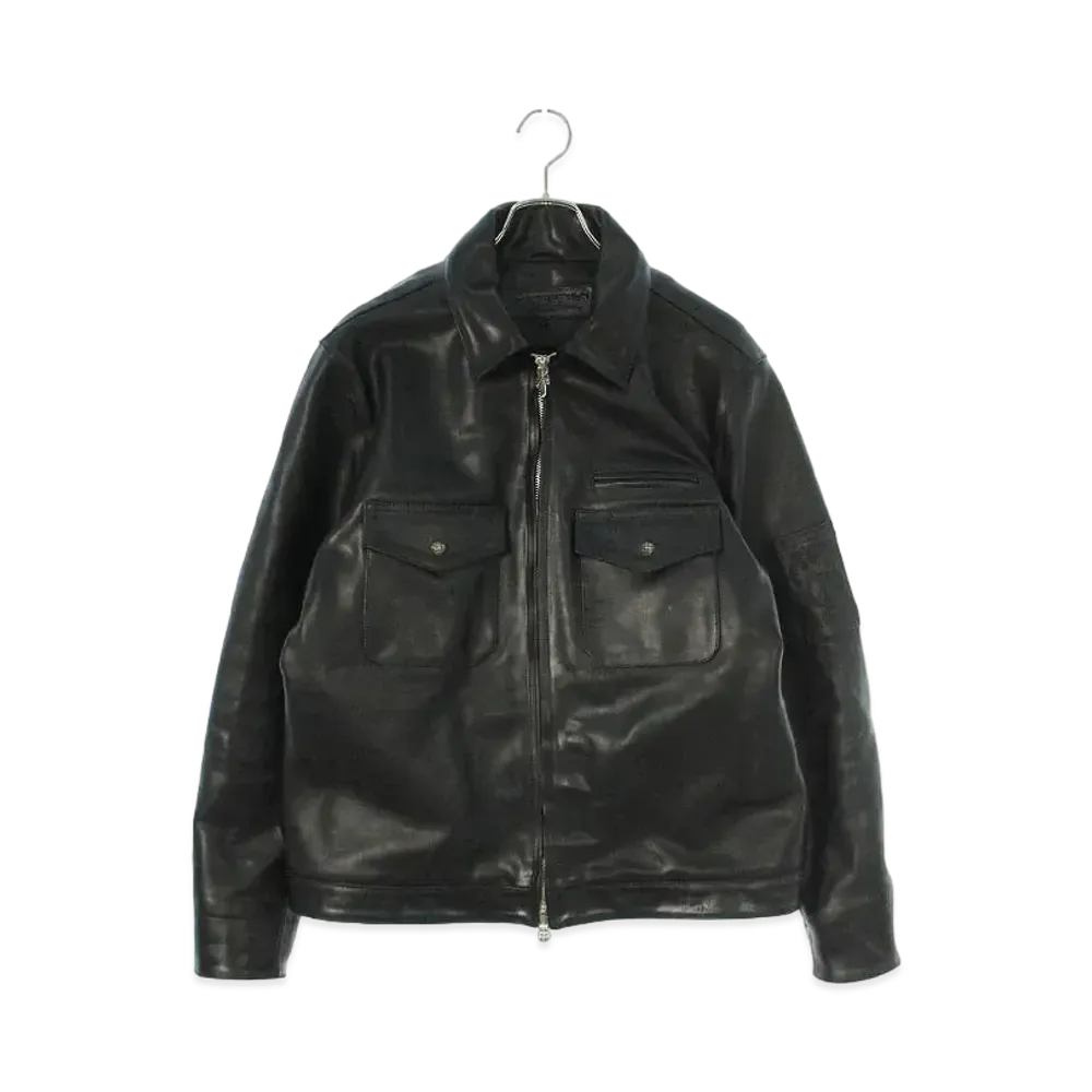 Chrome Hearts KB-24 LTHR Flap Pocket Single Riders Leather Jacket "Black"