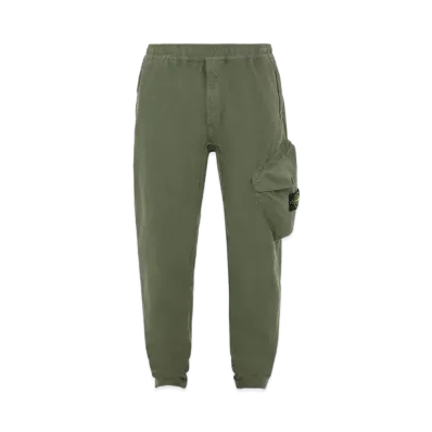 Stone Island 30104 BRUSHED TEXTURED RECYCLED COTTON_REGULAR TAPERED FIT "Sage Green"
