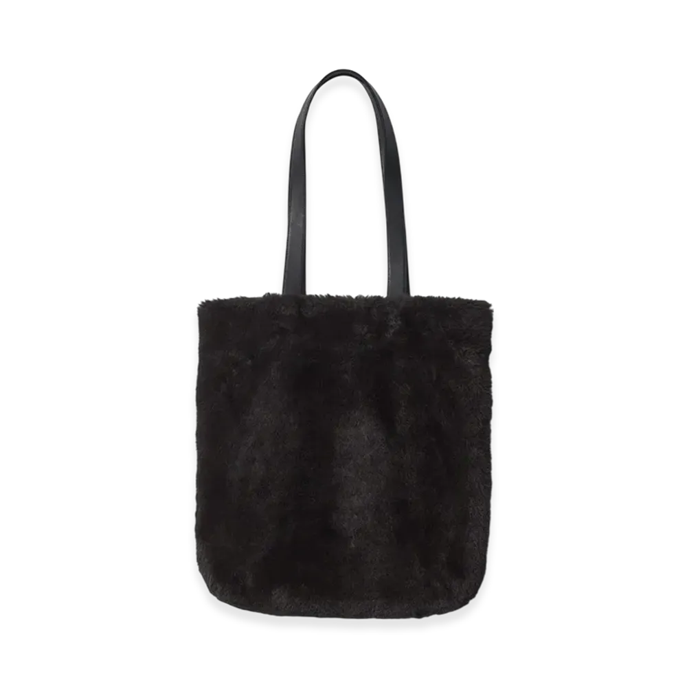 ssstein Acrylic Fur Tote Bag "Grey Khaki"