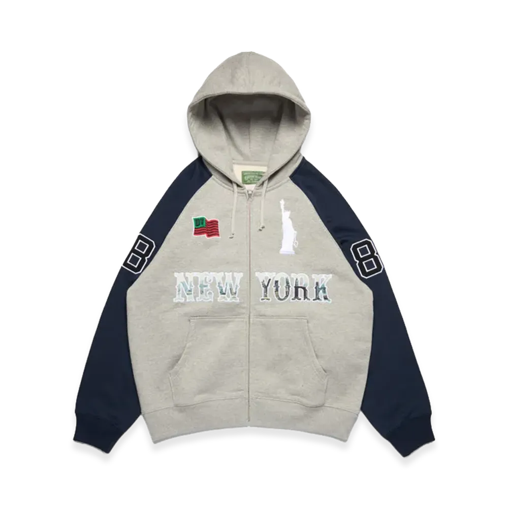 DENIM TEARS Libertas Rugby Zip Hoodie "Grey/Blue"
