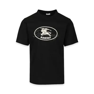 Burberry Cotton T-Shirt With Knight Stamp "Black"