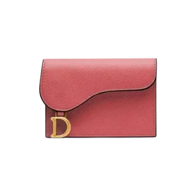Dior Cow-Leather Saddle Flip Card Holder "Pink"
