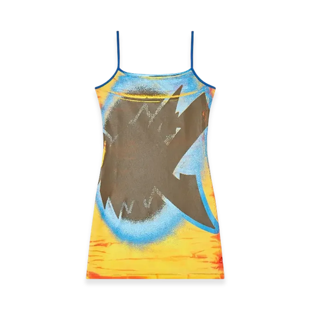 Diesel D-Hoppyn-Q1 Mini Dress With Blowout Print "Brown Yellow"