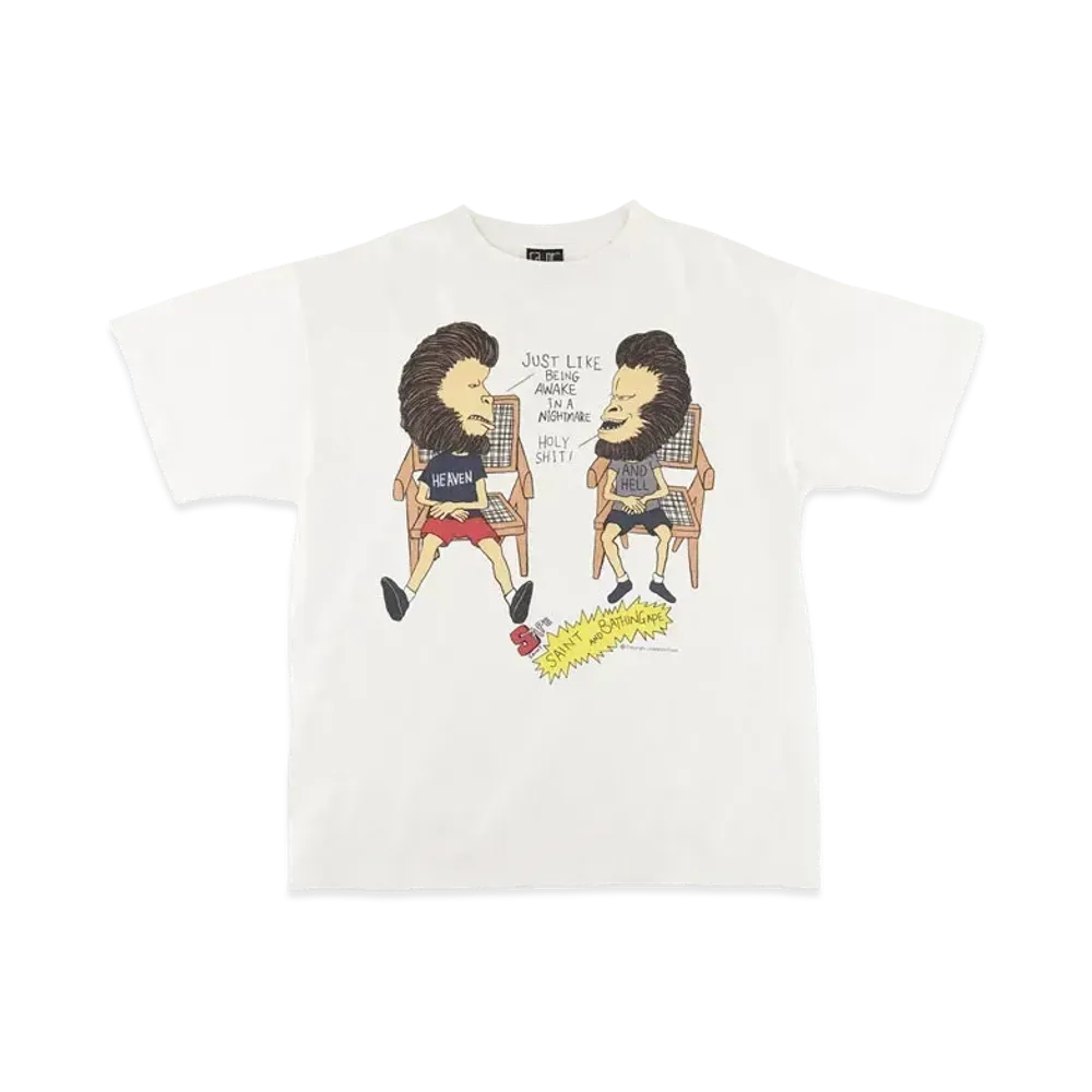 ©️SAINT Mxxxxxx x A BATHING APE AP SS Tee HVN & Hell "White"