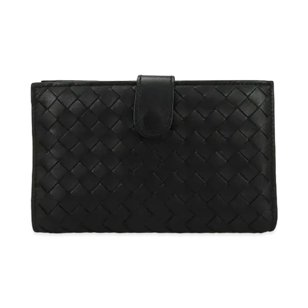 Bottega Veneta Intrecciato Lambskin Nappa Bi-fold Wallet "Black"