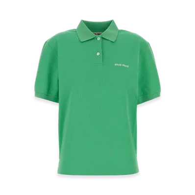 MIU MIU Women's Cotton Pique Polo Shirt "Menta"