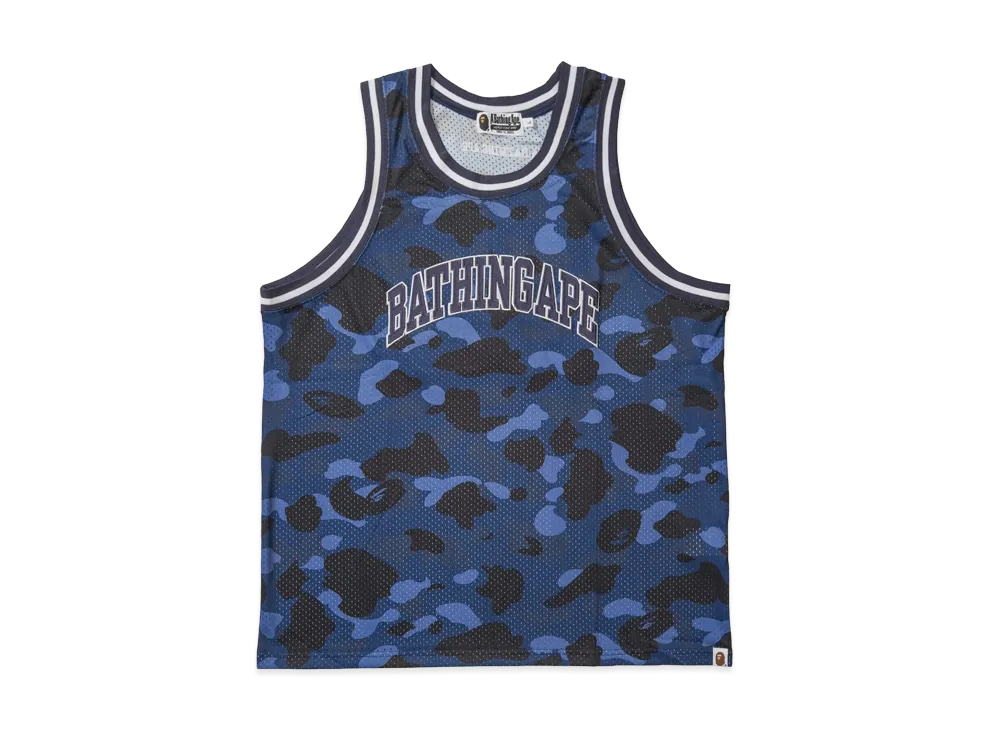 A BATHING APE COLOR CAMO BASKETBALL TANK TOP "Navy"