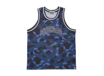 A BATHING APE COLOR CAMO BASKETBALL TANK TOP "Navy"