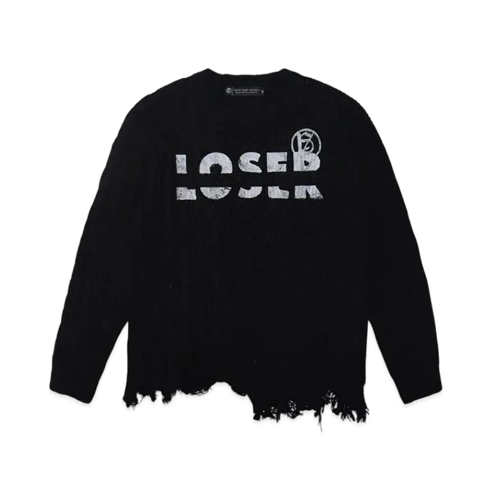 A GOOD BAD INFLUENCE Loser Logo Knit Sweater "BLACK"