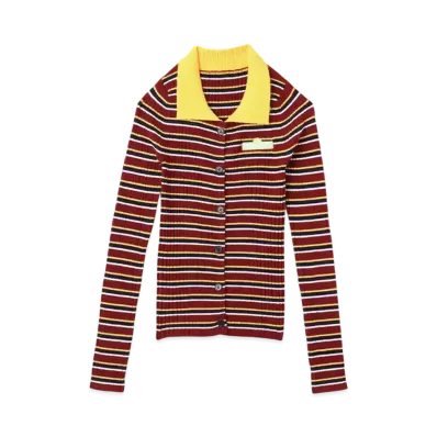 atmos pink Meets Sesame Street Border Knit Tops "Yellow/Red"