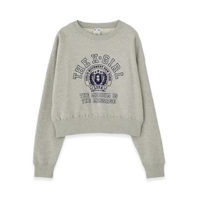 X-Girl Women's College Logo Compact Sweat Top "Ash"
