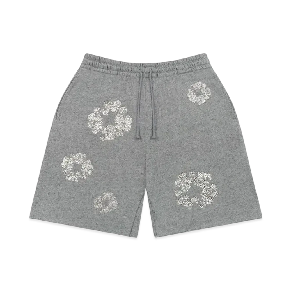 DENIM TEARS Cashmere Swarovski Cotton Wreath Shorts "Grey"