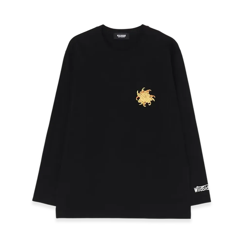 WILDSIDE YOHJI YAMAMOTO Embroidery Long Sleeve T-Shirt (Chrysanthemum) "Black"