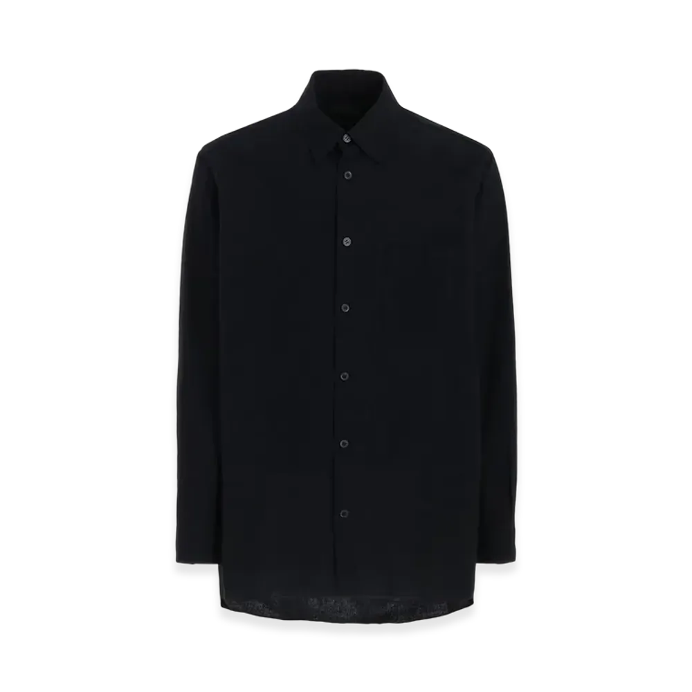 S'YTE Cotton/Linen Poplin Loose-Fit Regular Collar Shirt "Black"