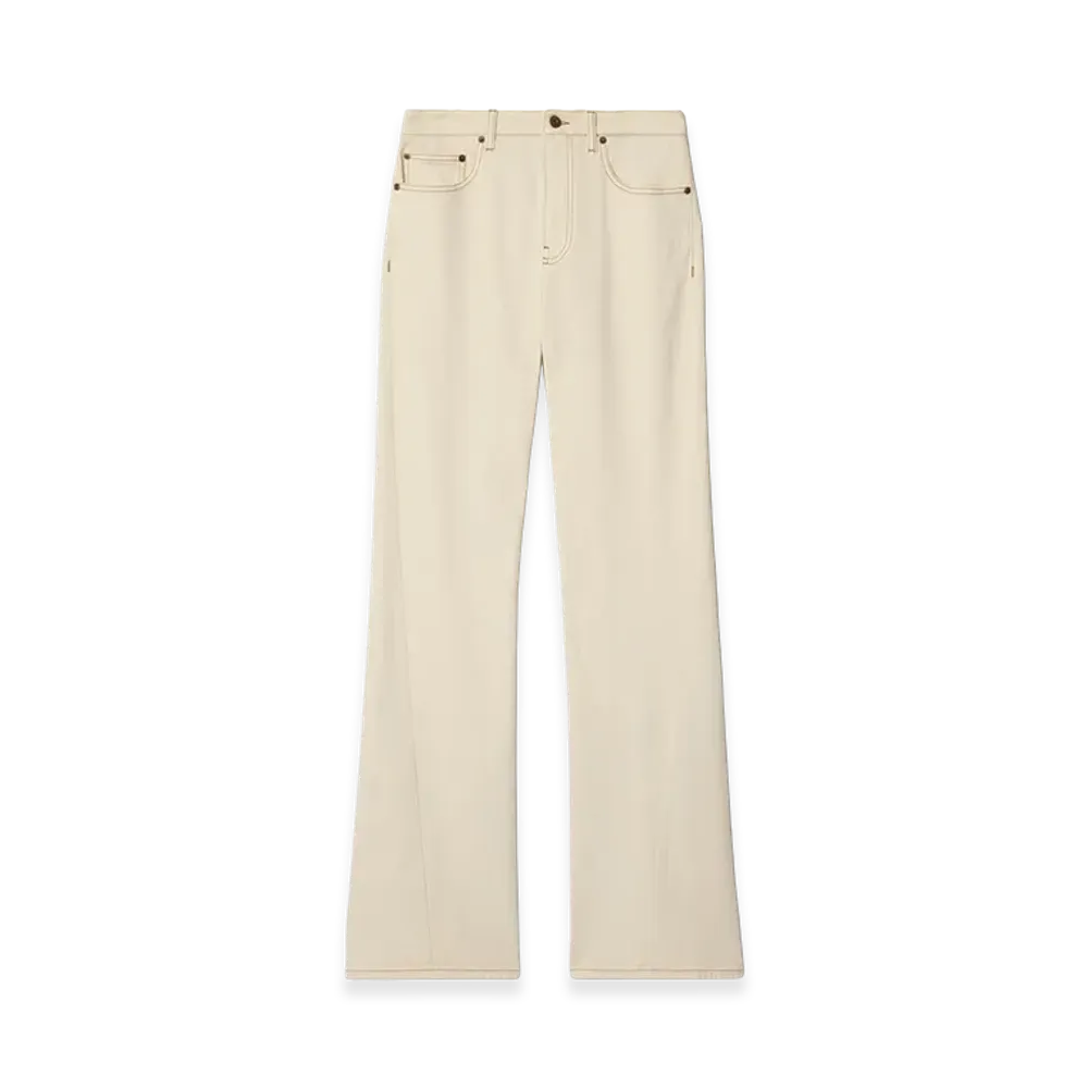 Burberry Women's High-rise Wide Bootcut Jeans "Ceramic White"