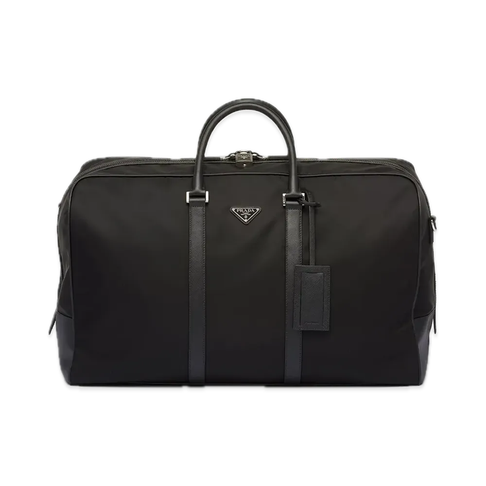 PRADA Re-Nylon x Saffiano Leather Duffle Bag "Black"