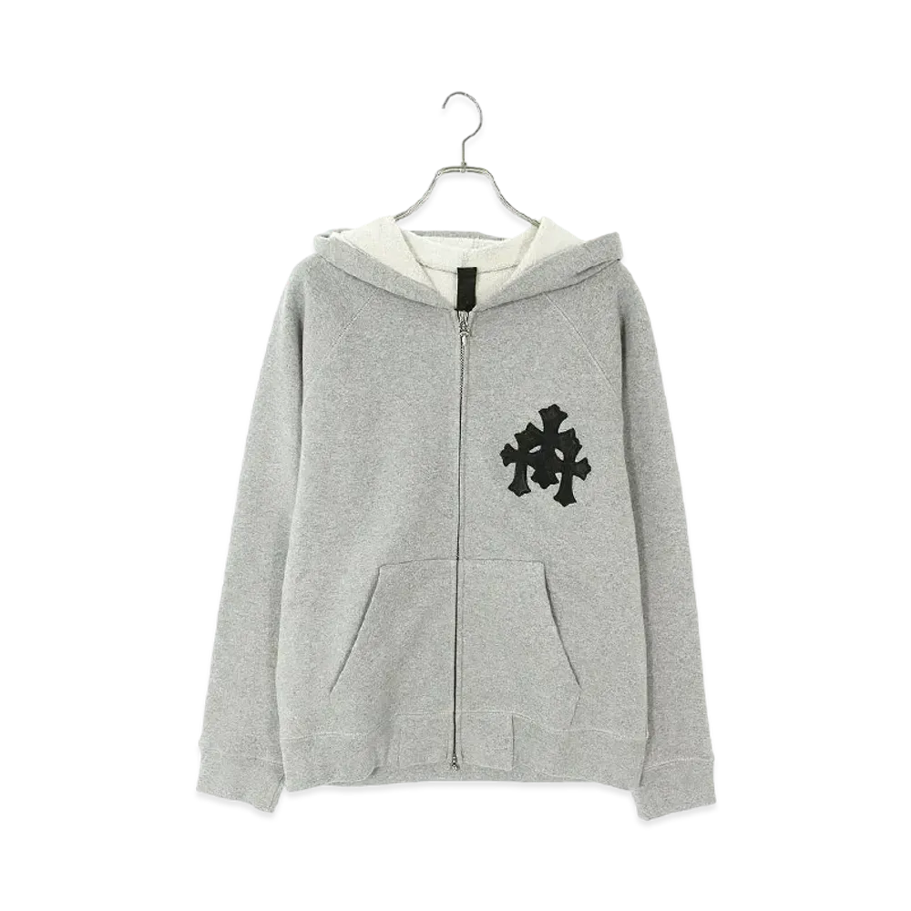 Chrome Hearts Y Not Cross Patch Zip Up Hoodie "Gray"