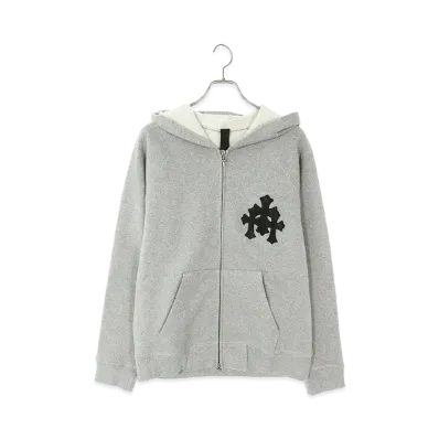 Chrome Hearts Y Not Cross Patch Zip Up Hoodie "Gray"