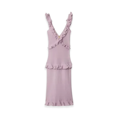 Burberry Ruffle Silk Blend Dress "Wisteria"