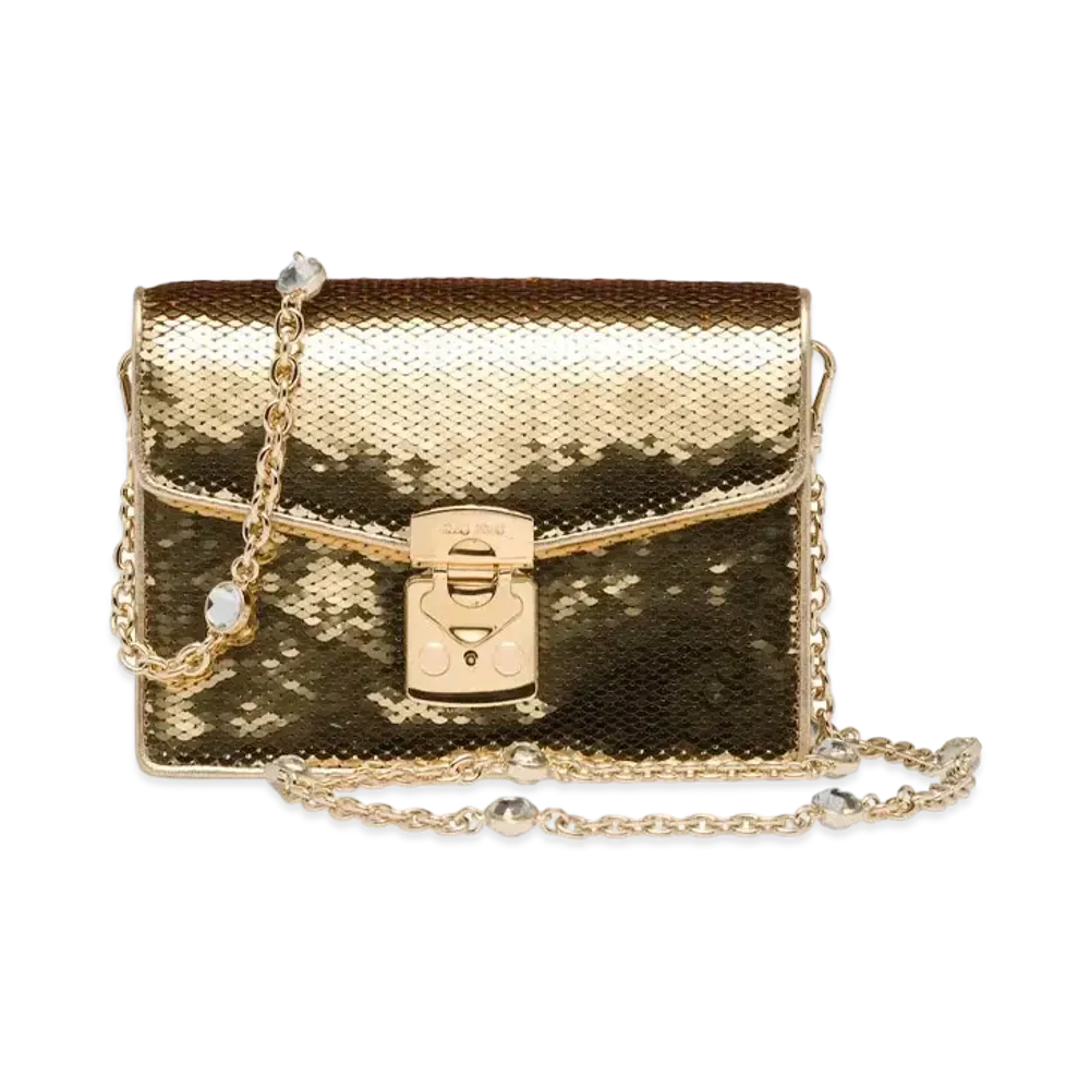 MIU MIU Miu Confidential Nappa Leather And Sequin Bag "Platinum"