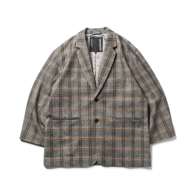 TIGHTBOOTH Plaid Single 2B Jacket "GrayxOrange Plaid"
