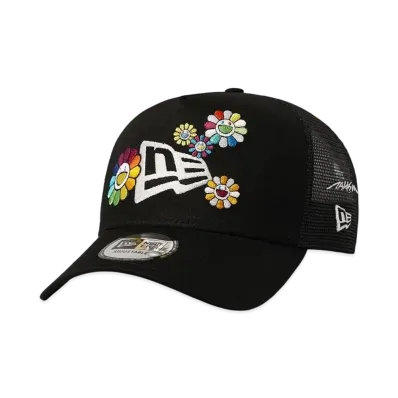 NEW ERA TAKASHI MURAKAMI 9FORTY A-Frame Trucker FLOWER FLAG BLACK "Black"