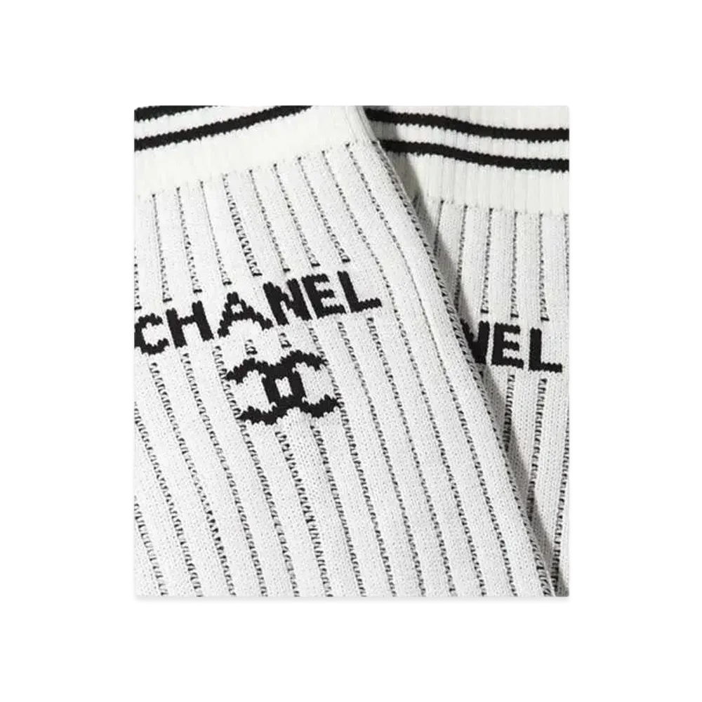 CHANEL Gaiters Mixed Fibers "White/Black"