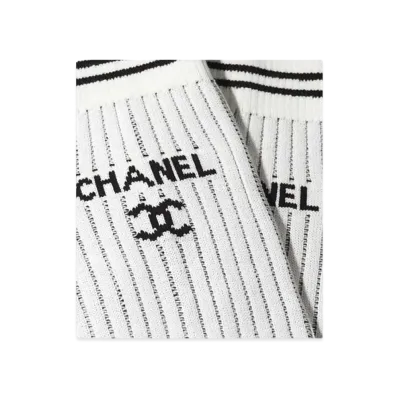 CHANEL Gaiters Mixed Fibers "White/Black"