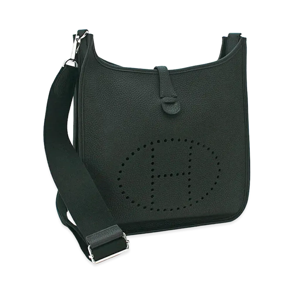 Hermes Women's Evelyne 3 PM 29 Taurillon Clemence Shoulder Bag "Noir"