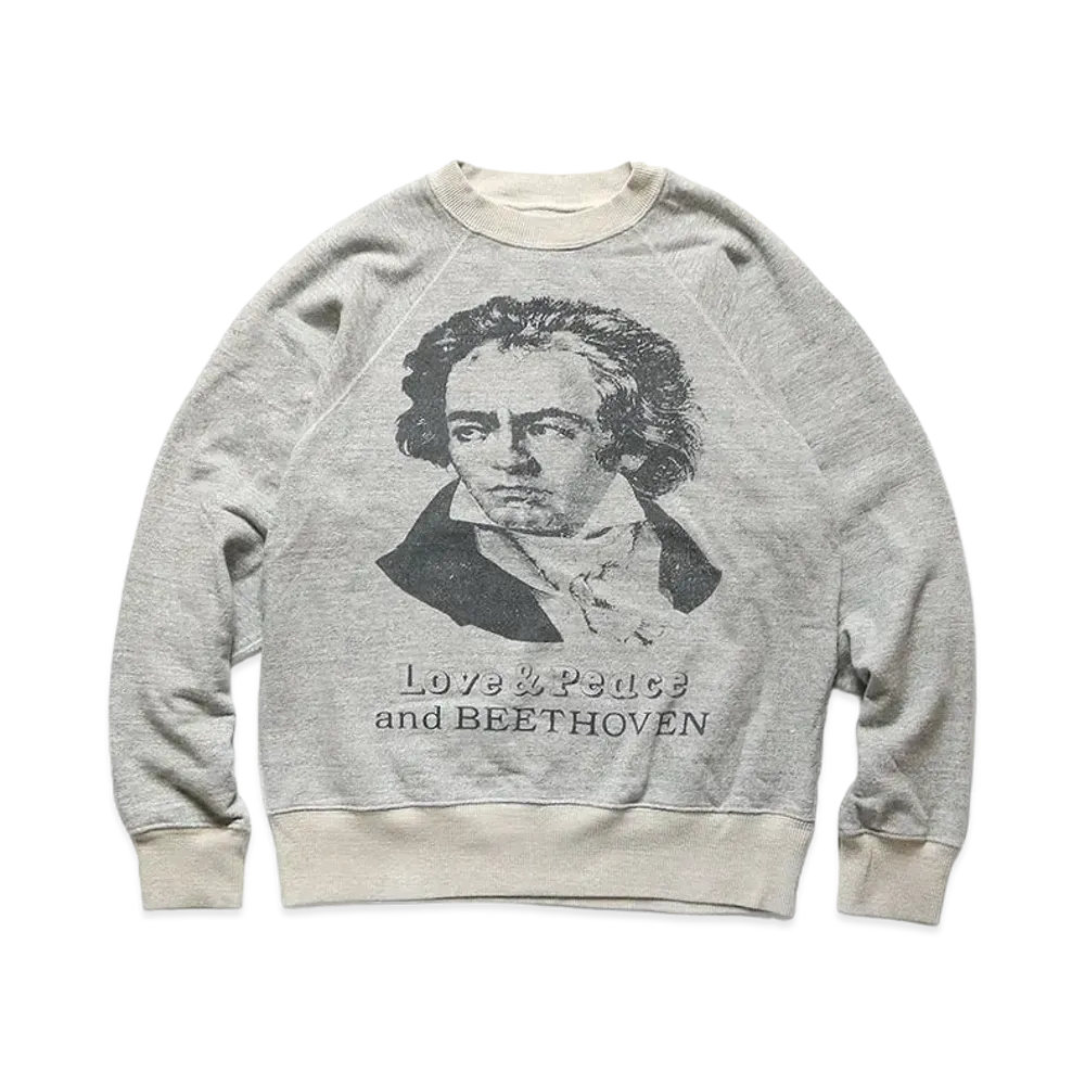 KAPITAL TOP BURNT LAGRANGE CREW SWEAT (LOVE & PEACE) "Gray"