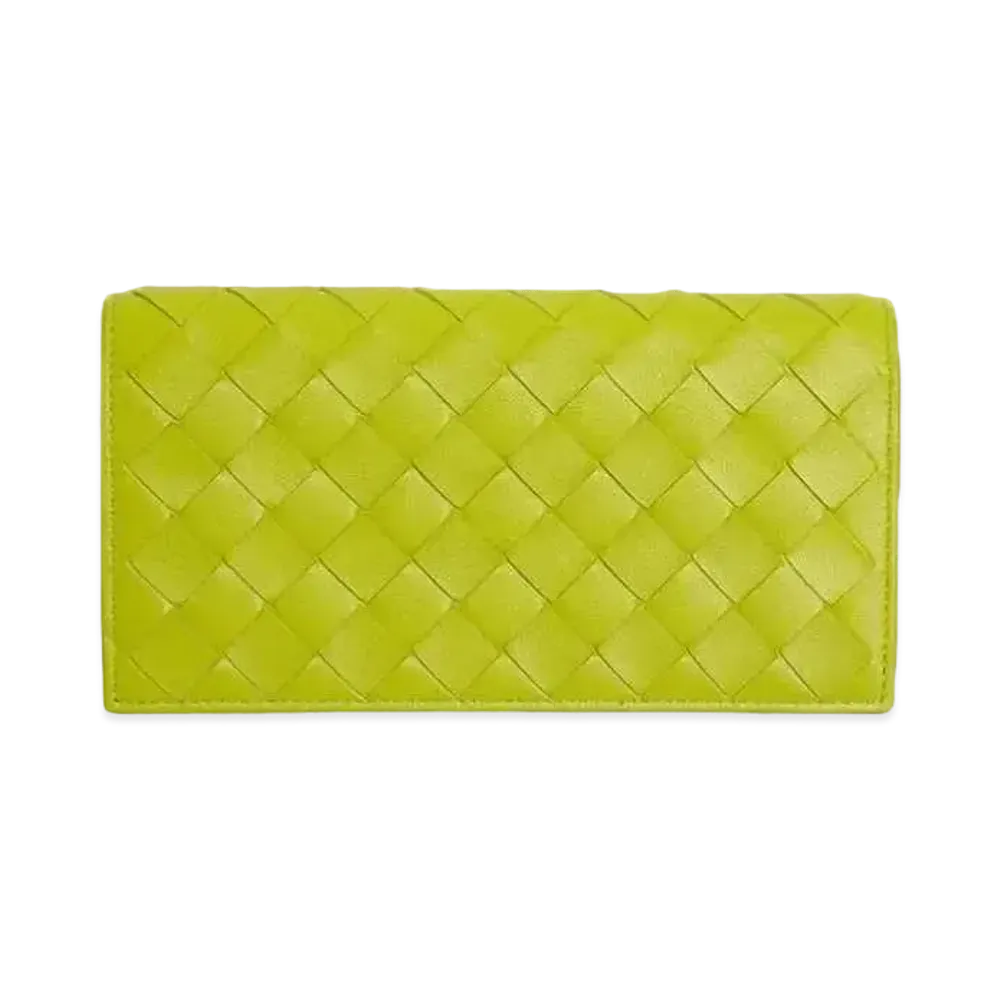 Bottega Veneta Intrecciato Lambskin Calfskin Flap Wallet "Kiwi"