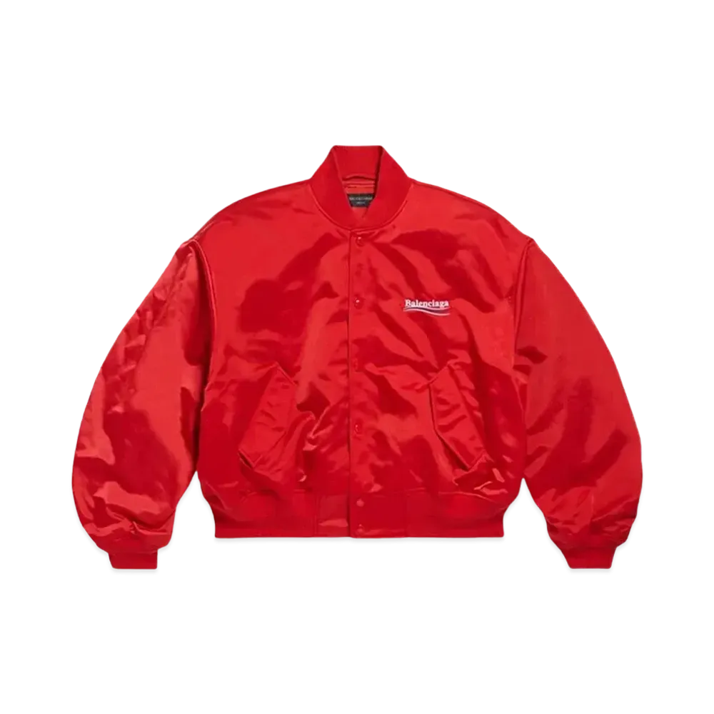 BALENCIAGA Women's Political Campaign Varsity Jacket "Bright Red"