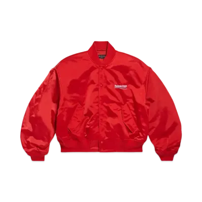 BALENCIAGA Women's Political Campaign Varsity Jacket "Bright Red"