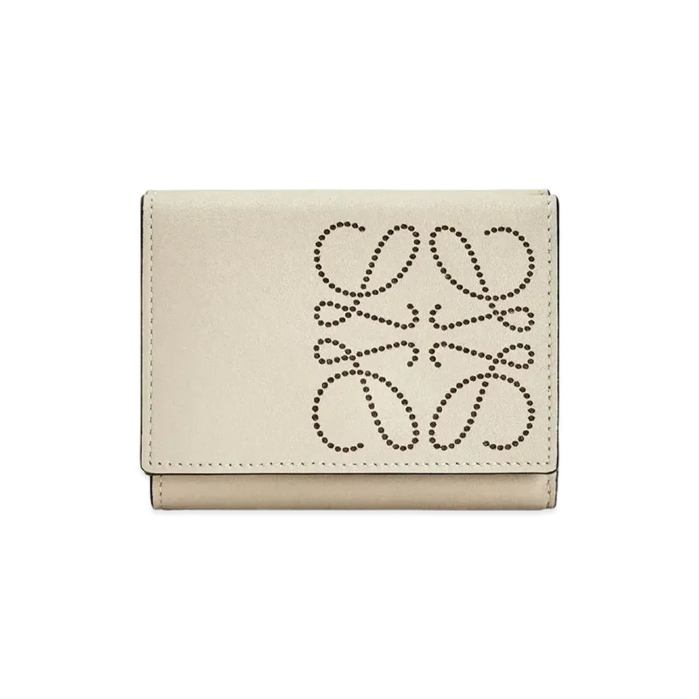 LOEWE Brand Trifold 6 Cardholder In Calfskin "Light Oat / Tan"