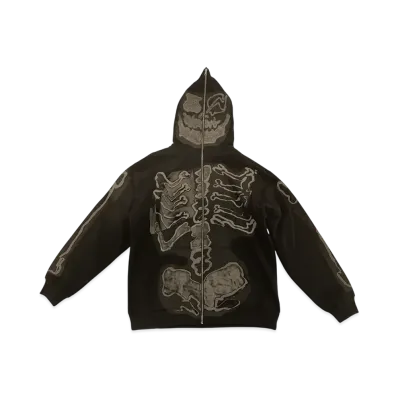 Travis Scott Cactus Jack x Fragment Skeleton Graffiti Full Zip Hoodie Redux "Black"