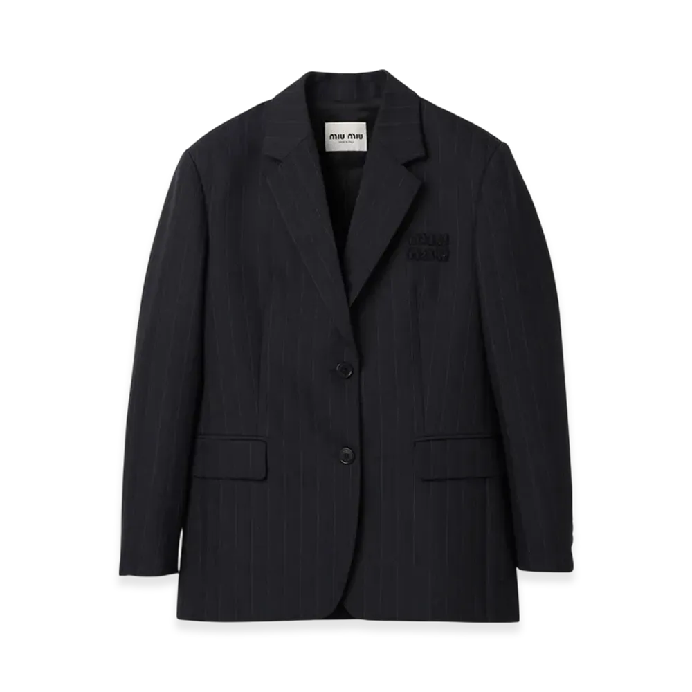 MIU MIU Women's Single Breasted Pinstripe Jacket "Black"
