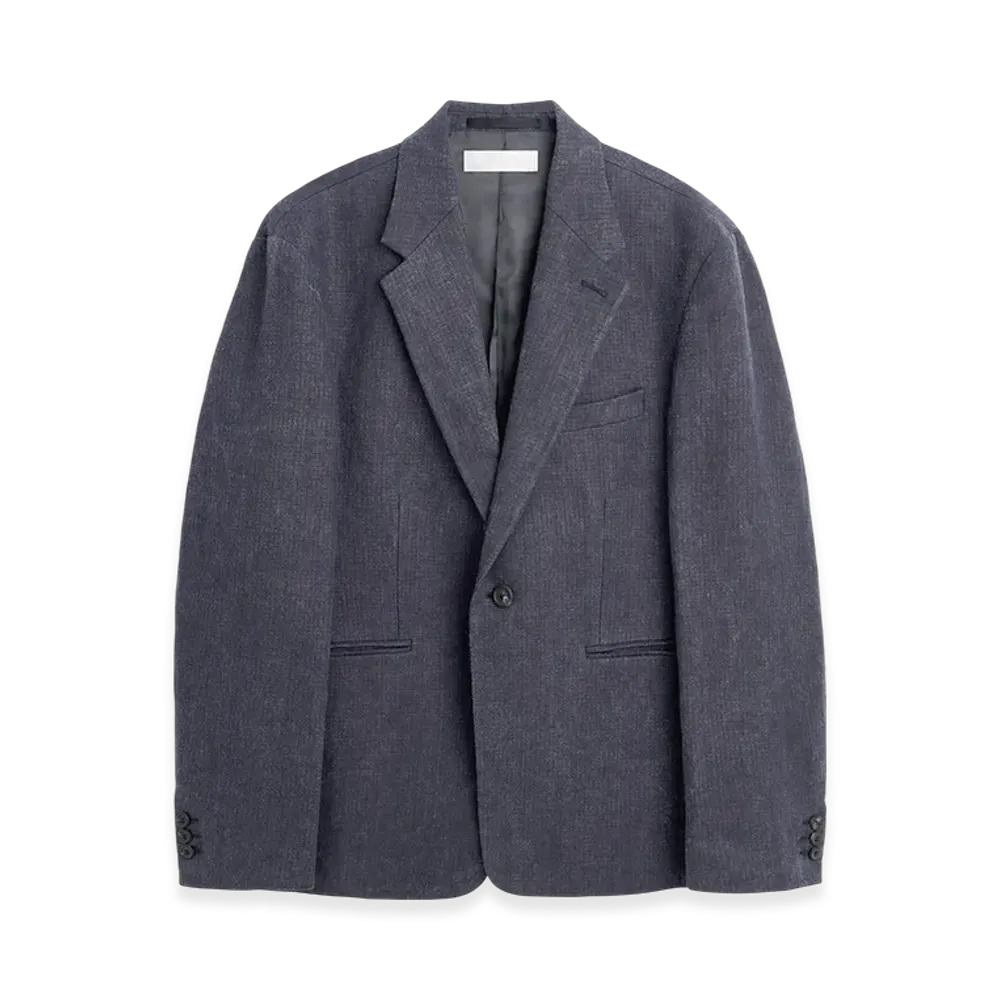 OUR LEGACY Unconstructed Shinjuku Blazer "Charcoal Bourdeaux Flow Weave"